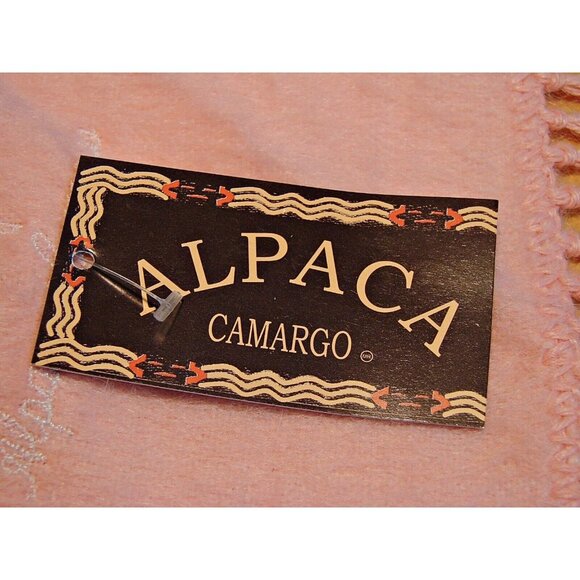 NEW Alpaca Camargo Pink Scarf Fringe Long Length 76x9" Warm Soft Winter Neck NWT - Picture 8 of 12